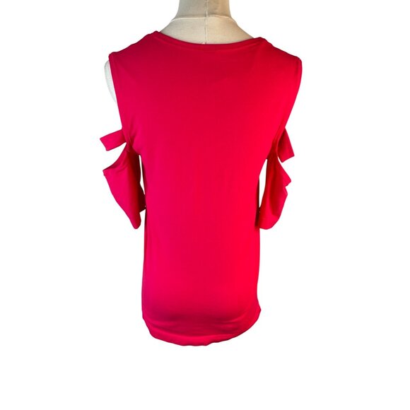2/$30 Fabletics Medium Cutout Scoop Neckline Top Bubblegum Pink Nylon/Elastane - Picture 4 of 15